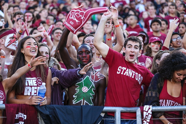 2013StanfordASU-025.JPG - Sept.21, 2013; Stanford, CA, USA; Stanford Cardinal fans react after Ty Montgomery (not pictured )catches a 30 yard touchdown pass in the second quarter against the Arizona State Sun Devils at  Stanford Stadium. Stanford defeated Arizona State 42-28.